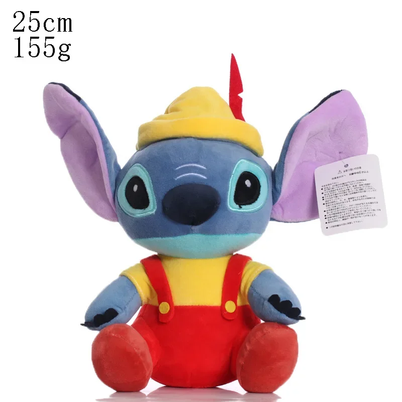 25CM Disney Cartoon niebieski różowy ścieg pluszowe lalki Anime zabawki Lilo i Stich Stich pluszowe zabawki prezenty świąteczne dla dzieci