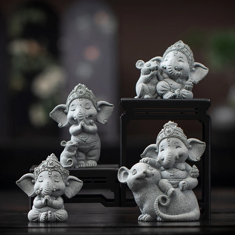 （Summer6）1 Pc Elephant Statue With Hands Clasped In Prayer Position, A Guardian Elephant Statue, For Home Decoration.