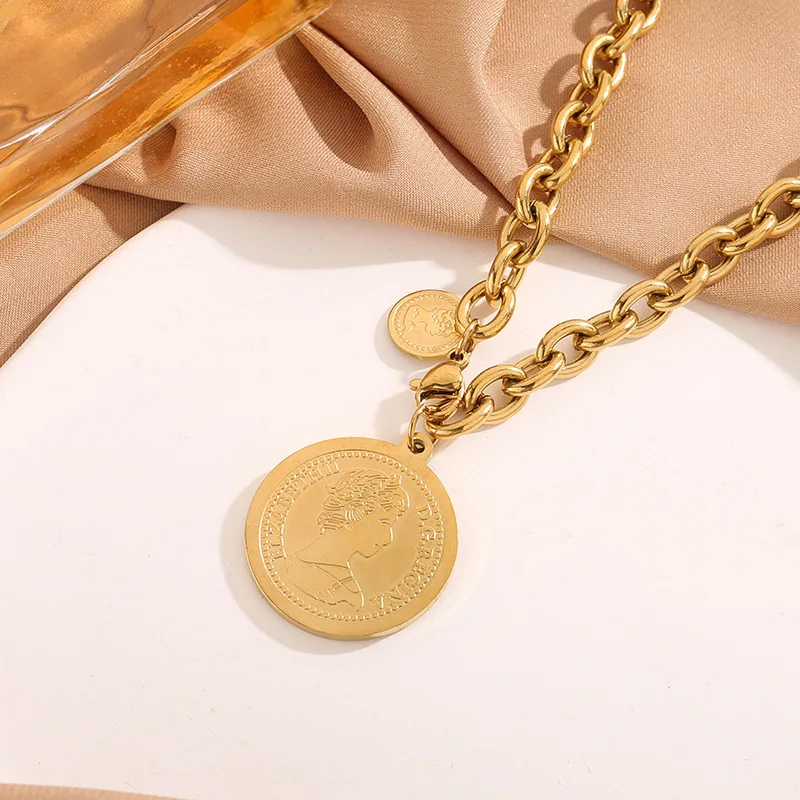 Solid Color Stainless Steel Pendant Necklaces for Women Summer Fashion Metal Accessory Jewelry Pendant Necklace image 6