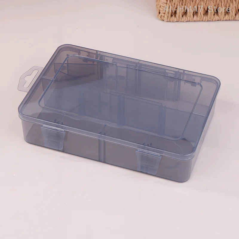 Caja de piezas multirejilla, caja de almacenamiento de herramientas de rejilla de elementos electrónicos de plástico gris transparente, caja de accesorios de rejilla de tornillo pequeño