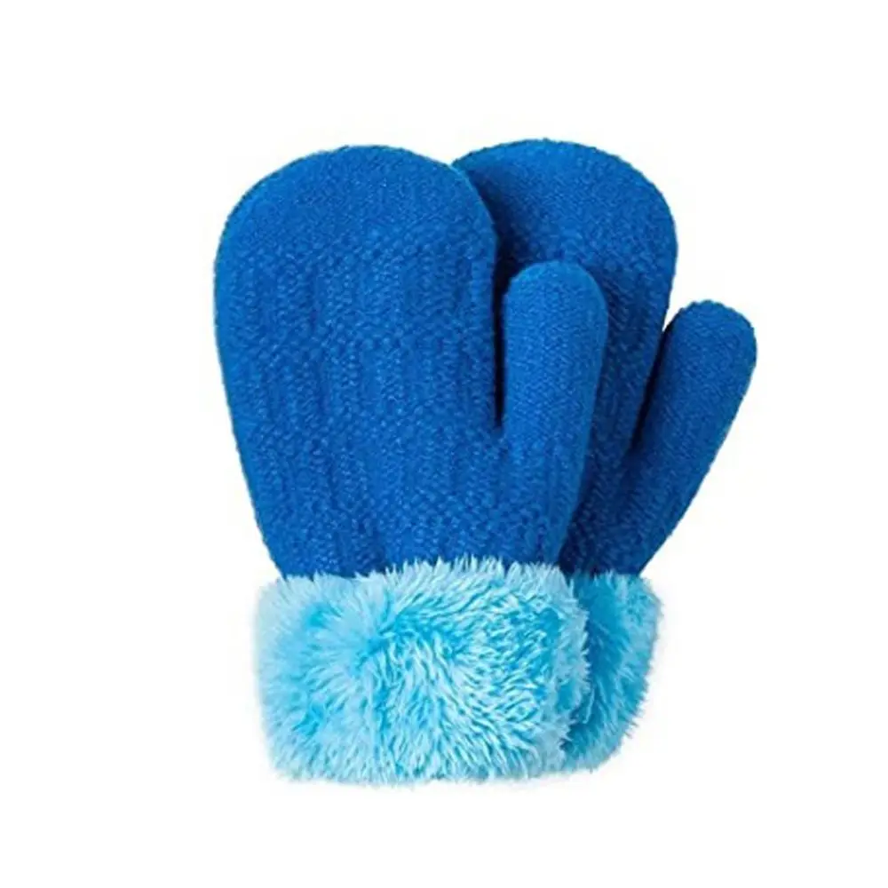 Fashion Boys Girl Thick Warm Winter Autumn Knitted Gloves Plain Kids Gloves Mittens