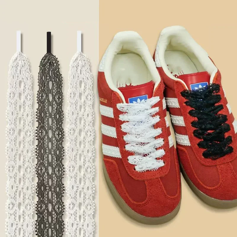 New Flat Lace Fancy Shoelaces Lace Shoe Laces for Women 2.5CM Width 80CM/100CM/120CM Canvas Sneaker Outdoor Casual Shoe Shoelace