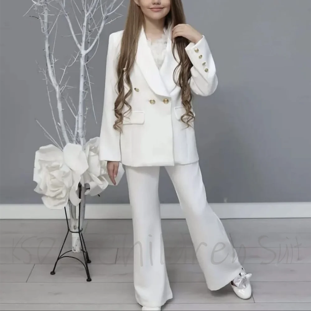 

Fashion Girl Suits Double Breasted Cute Sets for Children 2 Pieces High Quality Casual Daily Kids Clothes (Blazer+Pants)