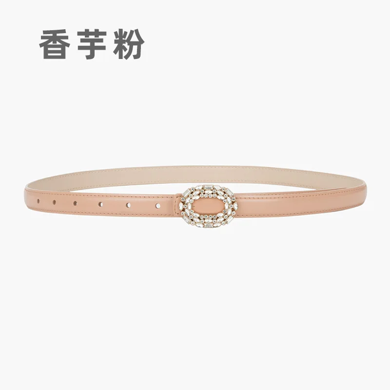 حزام نسائي من جلد البقر الحقيقي، ترصيع الماس Feng Shui الفاخر الخفيف، فستان السراويل، حزام بإبزيم ناعم عصري ومتعدد الاستخدامات