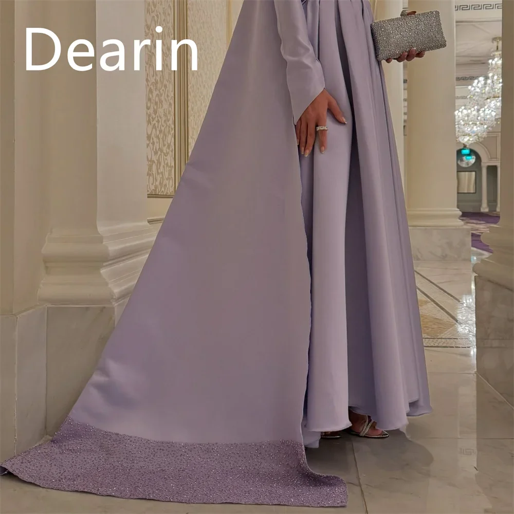 Vestido de fiesta personalizado para mujer, faldas formales Dearin con hombros descubiertos, corte en A, hasta el suelo, drapeado, vestidos para ocasiones a medida, vestido de noche