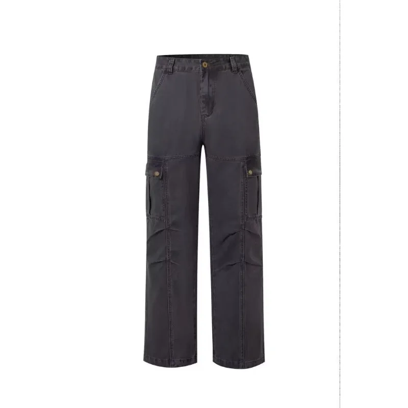 Autumn New Oversized Straight Cargo Jeans For Men American Vintage Unique Design Loose Slim Fit Versatile Casual Denim Pants