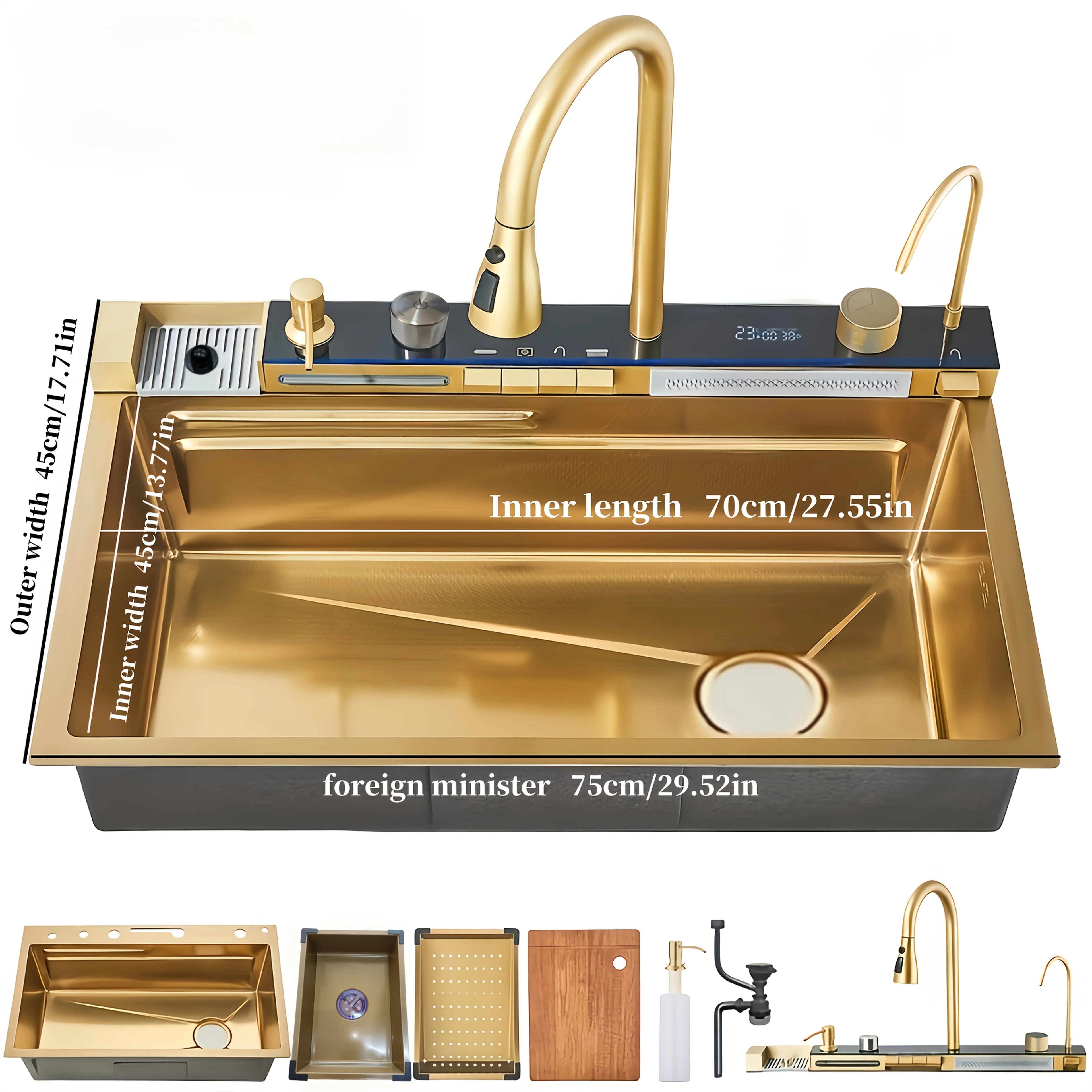 Luxury Workstation Kitchen Sink – Stainless Steel Undermount with Adjustable Partitions, Waterfall Faucet & Pull-Out Sprayer