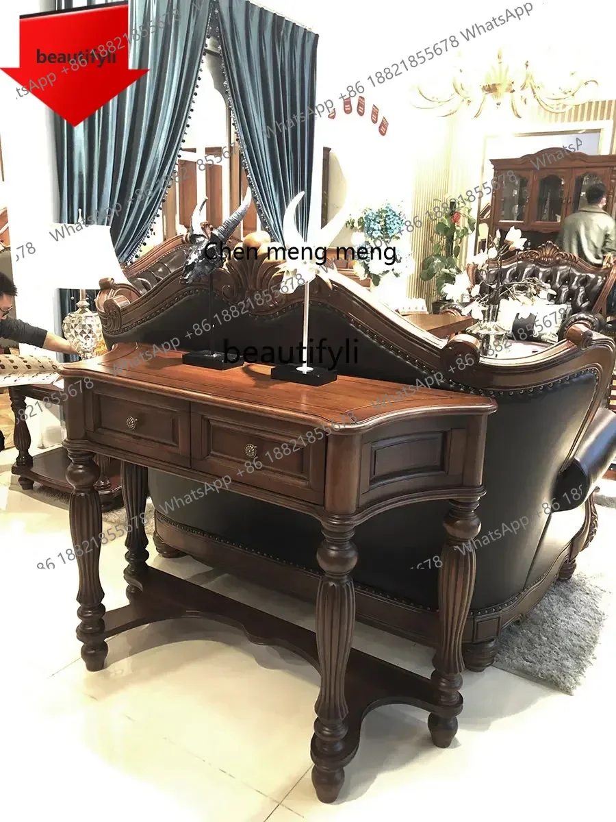 

32 A Solid Wood Black Walnut Wood Entrance Table Console Case Sofa Tables Altar American
