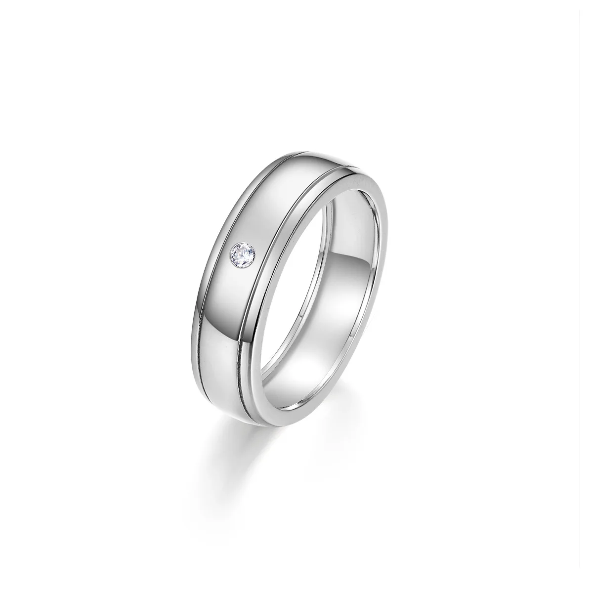 

S925 Sterling Silver Men's Solitaire Moissanite Ring Double-Rim Design Minimalist Luxury Fine Jewelry