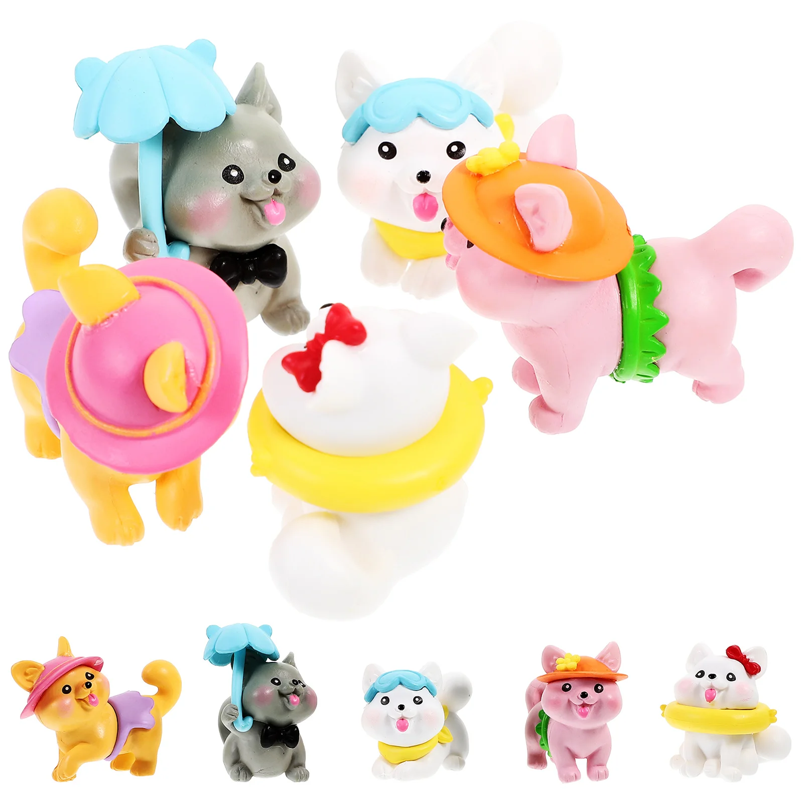 

10pcs Hawaiian Puppy Ornaments Resin Dog Figurines Decorative Mini Animal Figures Garden Yard Balcony Decorations