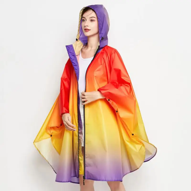 New Colorful Women Biker Raincoat Lightweight Rain Coat Poncho Men Waterproof Cloak Raincoats Adult Gradient Motocycle Rainwear