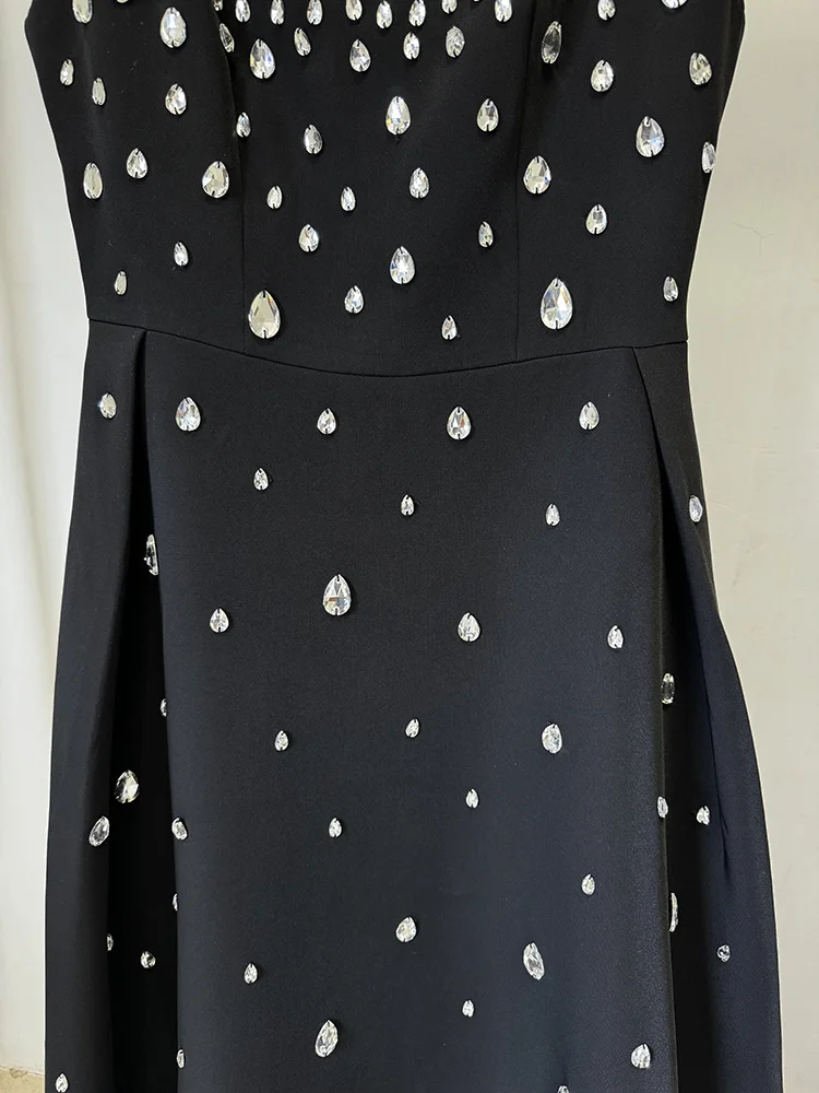 HIGH STREET Newest Fashion 2025 Designer Party Vestido Women\'s Diamonds Beading Sleeveless Tank Long Dress