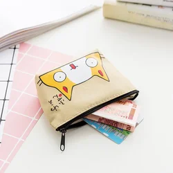 Kawaii Cartoon Canvas Coin Bags Purse Small Floral Clutch for Women Cheap Change Purses for Kids ID Credit Card Holder Clutch