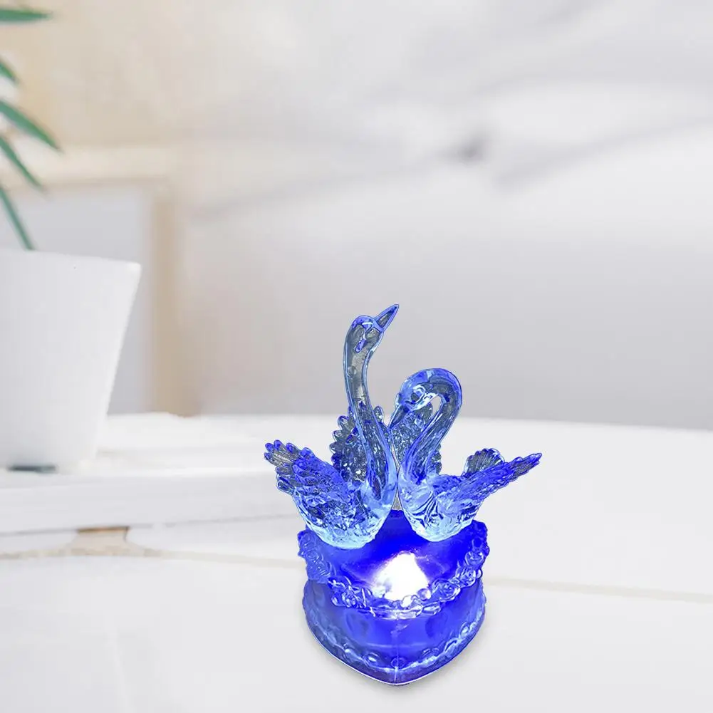 Luce notturna Lampada da notte a LED in acrilico Luce notturna a doppio cigno con luci a LED colorate Lampada da umore alimentata tramite USB Base in acrilico per camera da letto