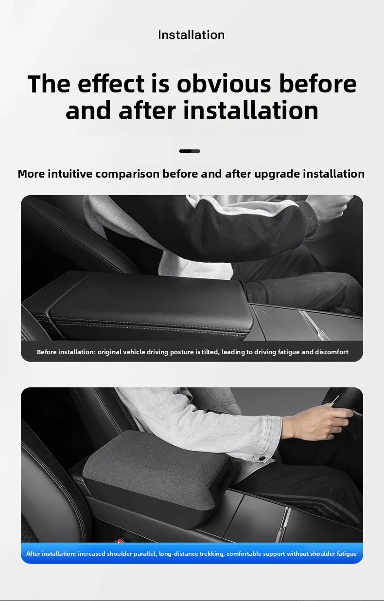 Luxuriöse 3-in-1 Armlehnenbox-Abdeckung Organizer Weiche PU-Leder Höhenpolsterung für Tesla Model Y Model 3 Juniper Highland Mittelkonsole – Detail 4