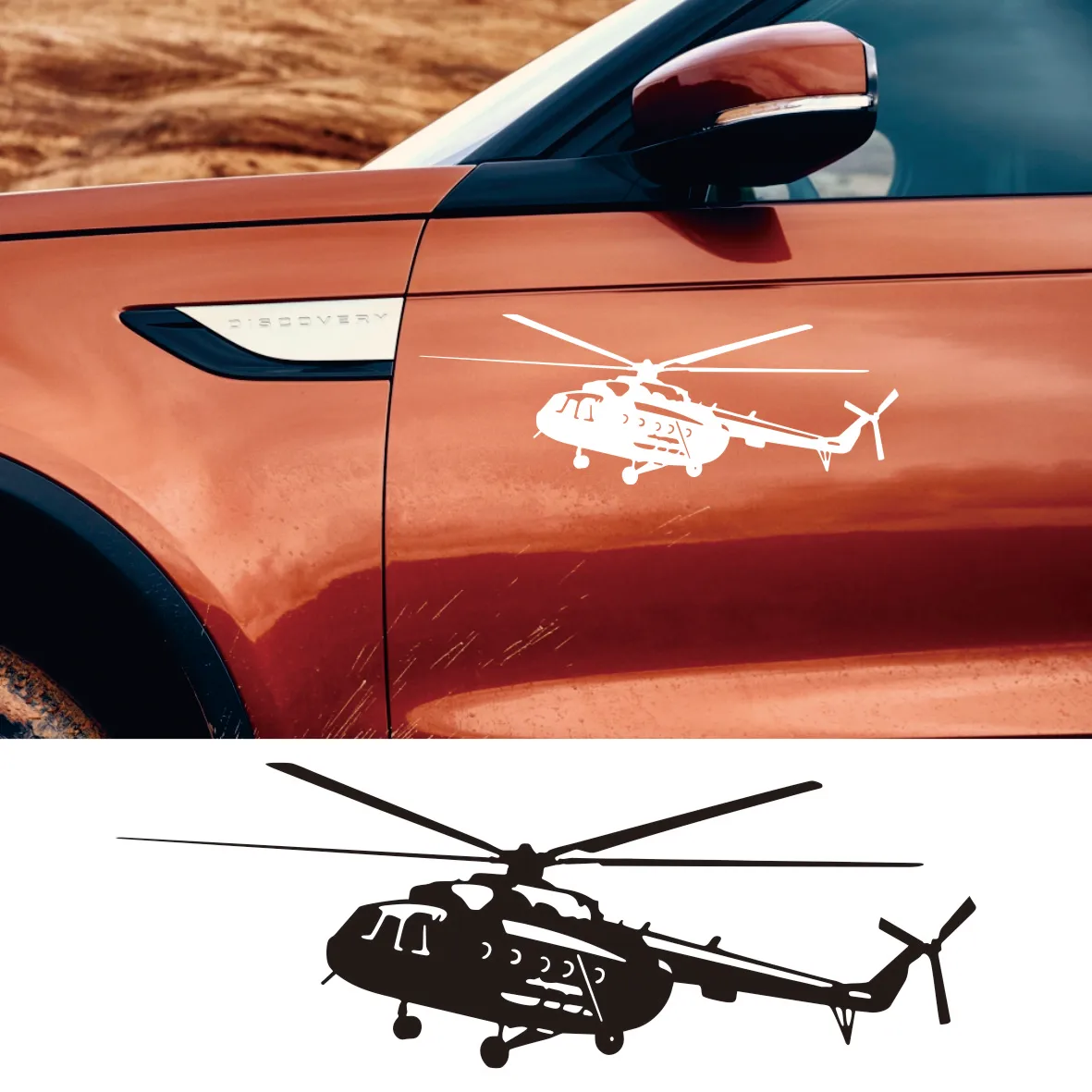 

2PC Japanese-Style Cartoon Mi-8 Helicopter Vinyl Decal | for Cars/Motorcycles | PVC Waterproof Exterior Accessory