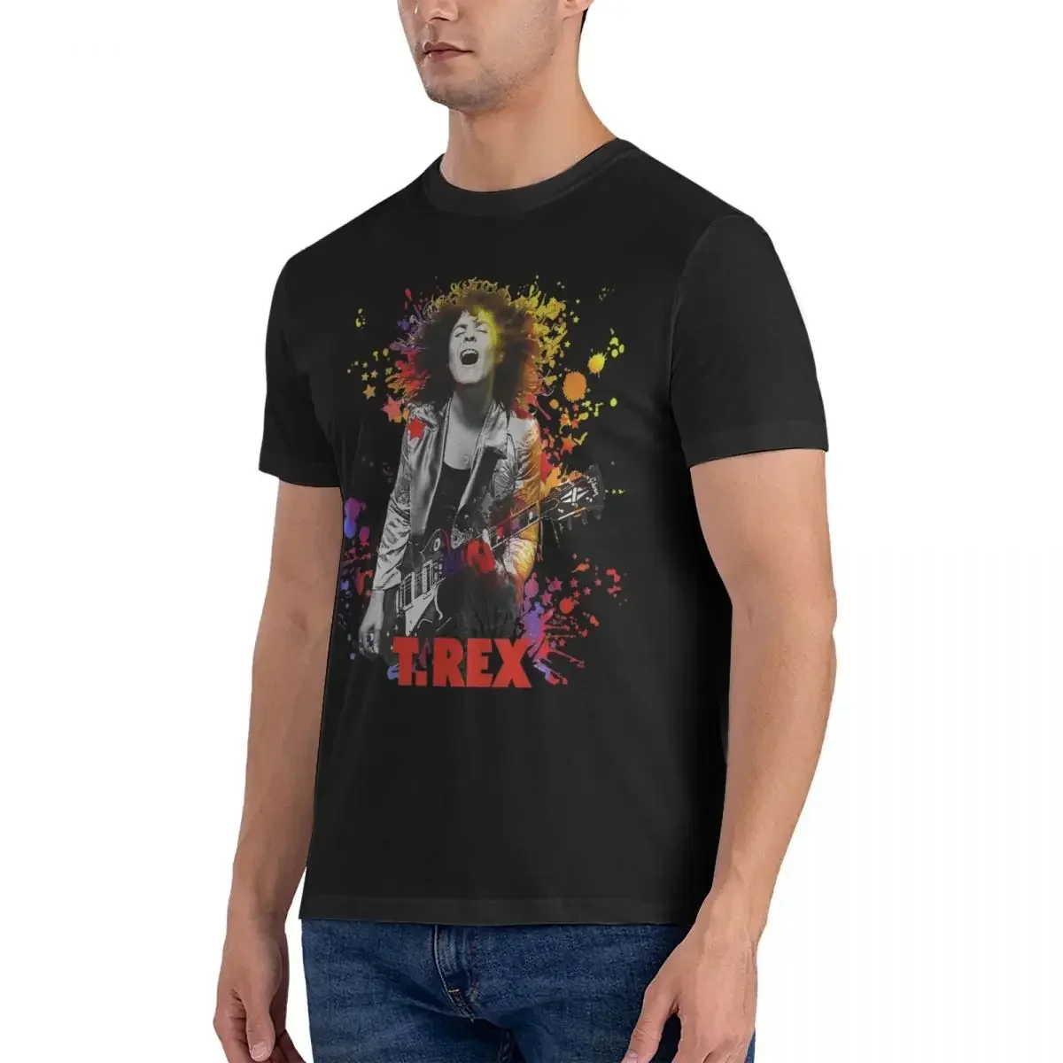 Vintage Marc Bolan T-Shirts Men Crew Neck Pure Cotton T Shirts T.Rex Band Short Sleeve Tees Summer Clothes