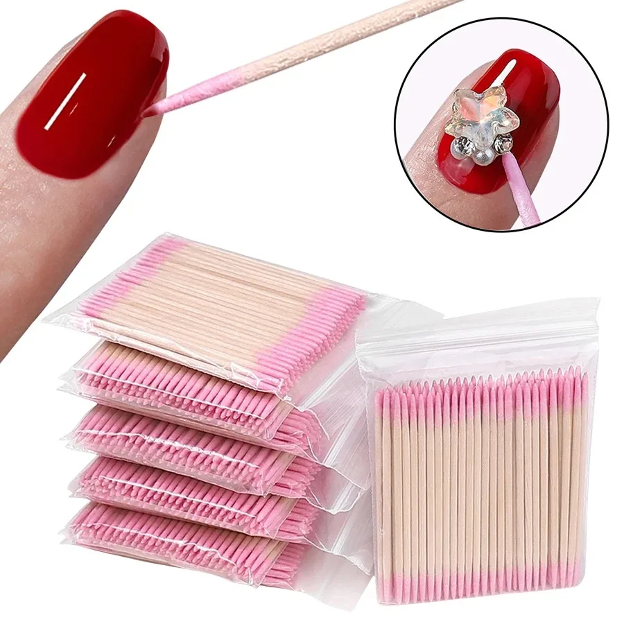 100 Stück doppelseitige Präzisions-Wattestäbchen – mikrospitze Spitzen für makellose Nagelkunst, Make-up-Korrektur und Eyeliner-Perfektion |   P