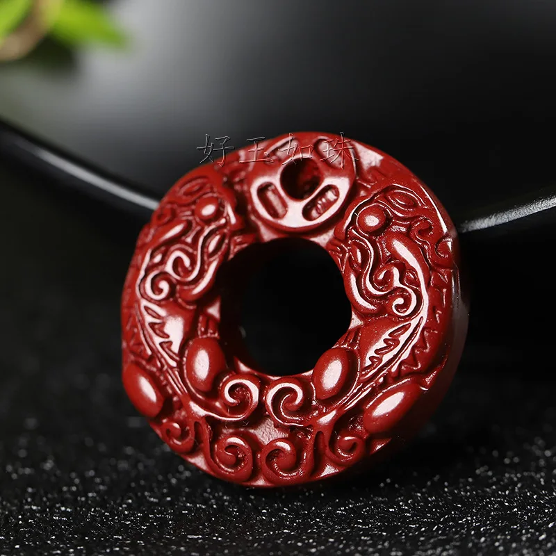 

Natural High-Content Cinnabar Pi Xiu Wholesale Female Animal Year Necklace Male Lucky Peace Buckle Amulet Pendant