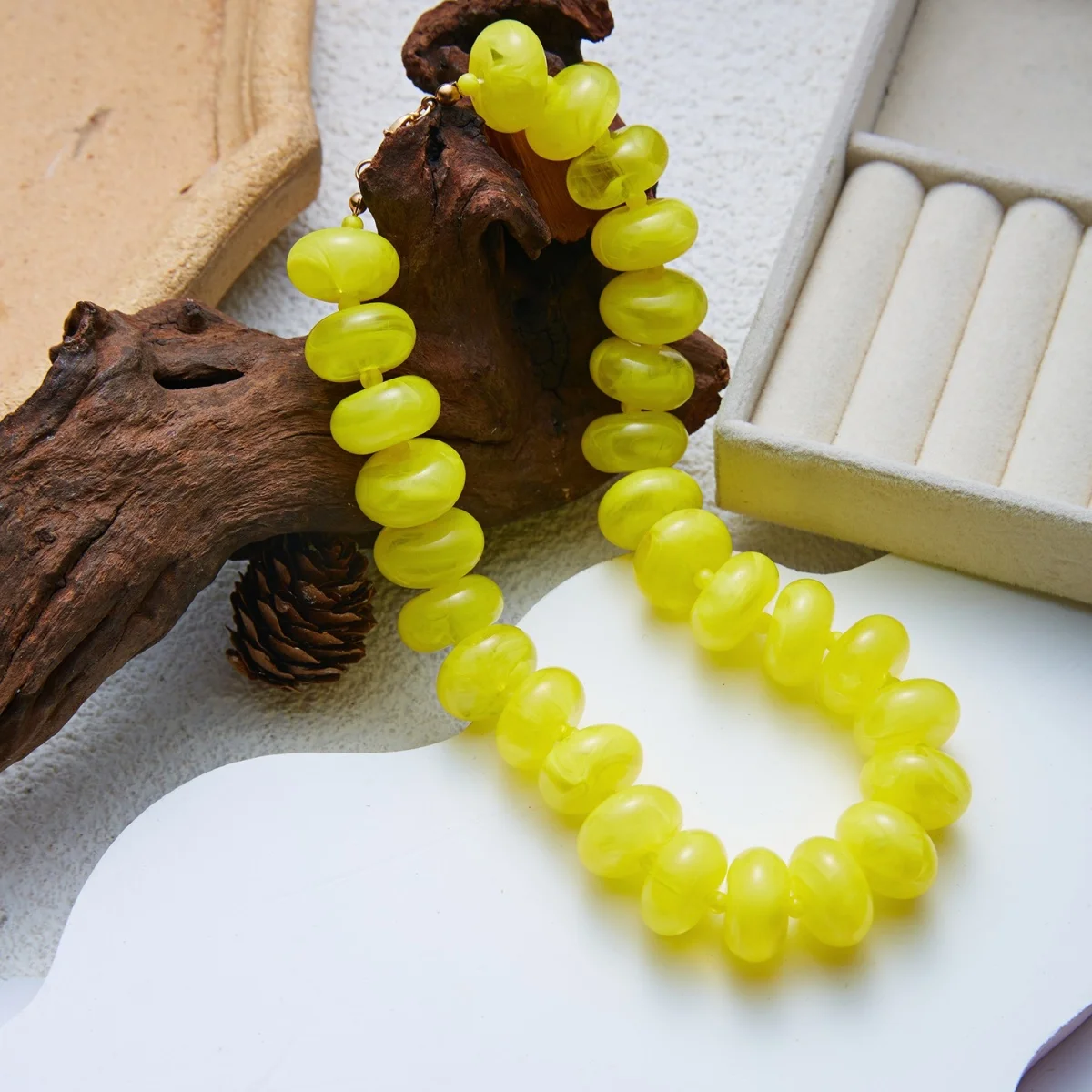 Dopamine Bunte flache, runde Acryl-Perlenkette für Damen und Herren, trendige, einfache geometrische Harzperlen, stapelbarer Choker-Schmuck – Detail 23