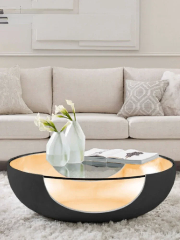 Circular Arc Glass Baking Paint Bowl-Shaped Tea Table Living Room Sample Room