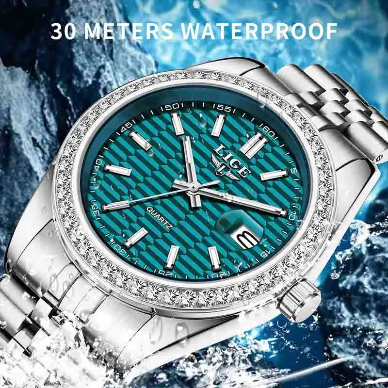 LIGE NEW Men's watches Luxury Fashion Quartz clock Stainless Steel Waterproof Luminous watches for men relogios masculino+BOX