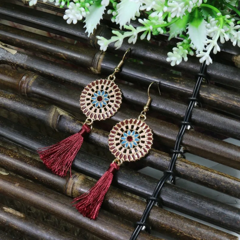 Bohemian Fashion Tourism Vacation Retro Tassel Earrings Antique Simple Long Style Temperament Earrings Women Jewelry Wholesale