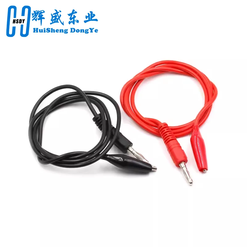 4MM Dual Alligator Clip to Banana Connector Oscilloscope Test Probe Cable 1M 3FT Red Black