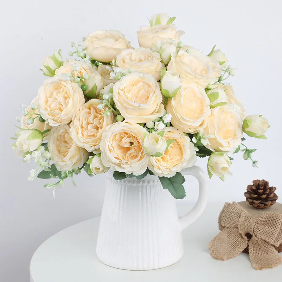 باقة الزهور الاصطناعية الفاوانيا المستخدمة لتزيين غرفة المنزل وإكليل عيد الميلاد وإكسسوارات حفلات الزفاف #5