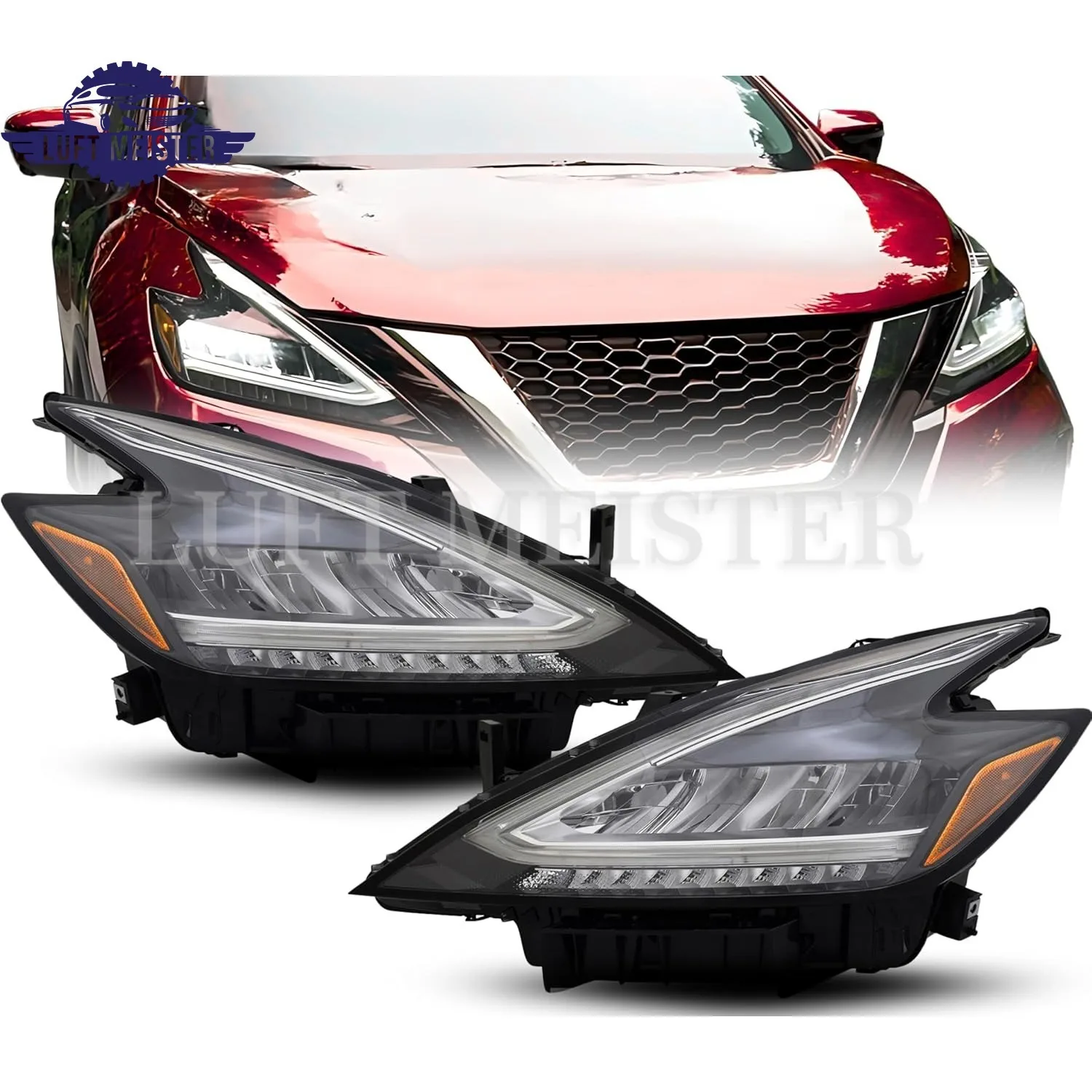 

2pcs LED Headlight Assembly For Nissan Murano Platinum/S/SL/SV 2019-2021 DRL USA Version 8-pin 26060-9UF0D+26010-9UF0D