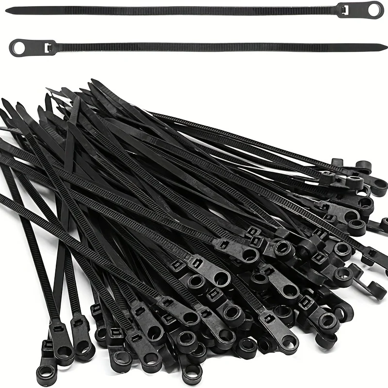 100pcs Zip Ties With Screw Hole Electrical Cable Ties Straps, Mount Head Plastic Ties Multipurpose Heavy Duty Nylon Zip Tie