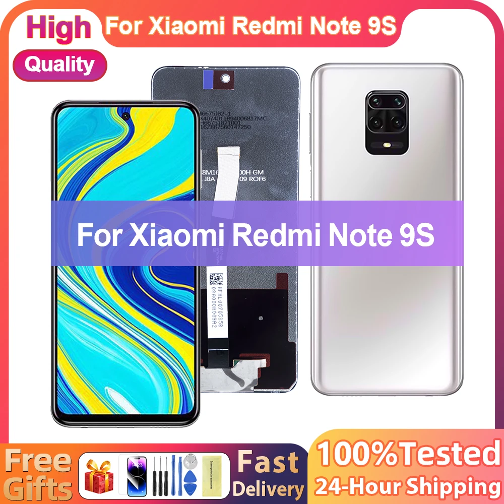 Display Screen for Xiaomi Redmi Note 9S M2003J6A1G Lcd Display Digital Touch Screen with Frame for Redmi Note 9 Pro Replacement