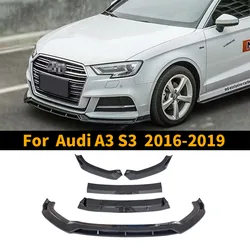 Front Bumper Lip Protector Chin Deflector Guard Cover Facelift For Audi A3 S3 2016-2019 S-line Decoration Splitter Trim Styling