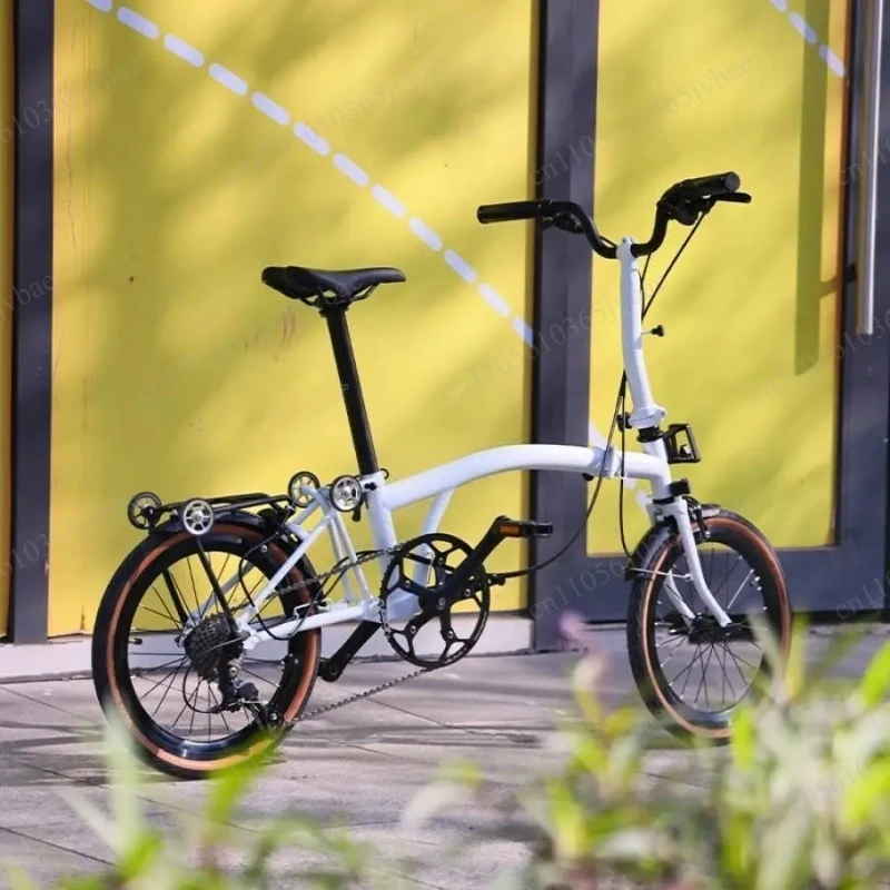 Adult Retro Folding Bicycle 16-inch Steel Frame 9-speed Three-fold Portable Bicycle
