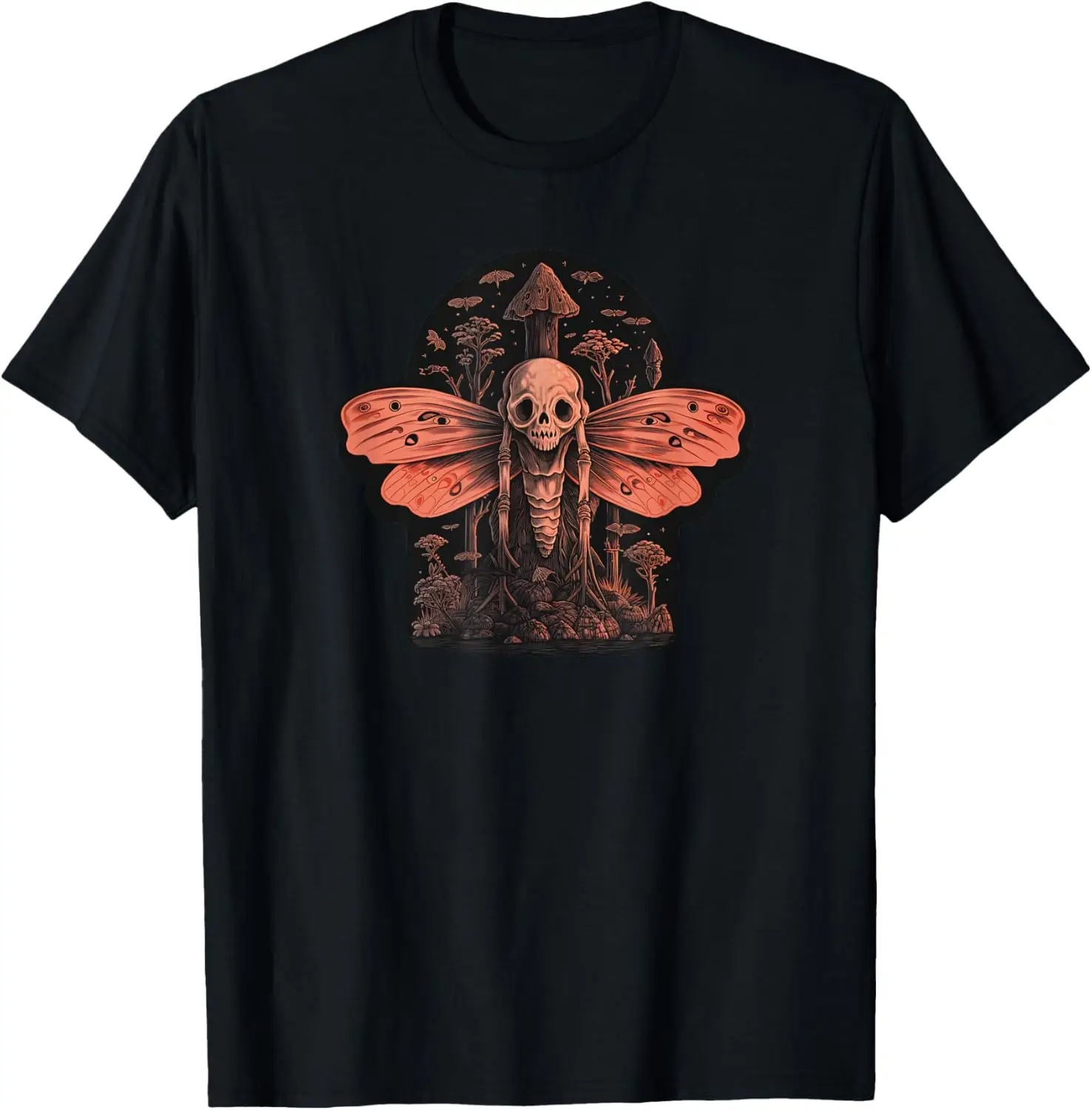 Goth Cottagecore Mothman Cryptid Moth Skull Death Omen T-Shirt