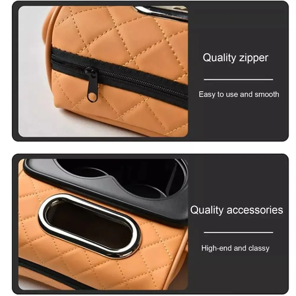 Newest Car Armrest Heightening Cushion With 2 Cup Holder Side Storage Pockets Center Console Armrest Cushion Car Armrest Cover