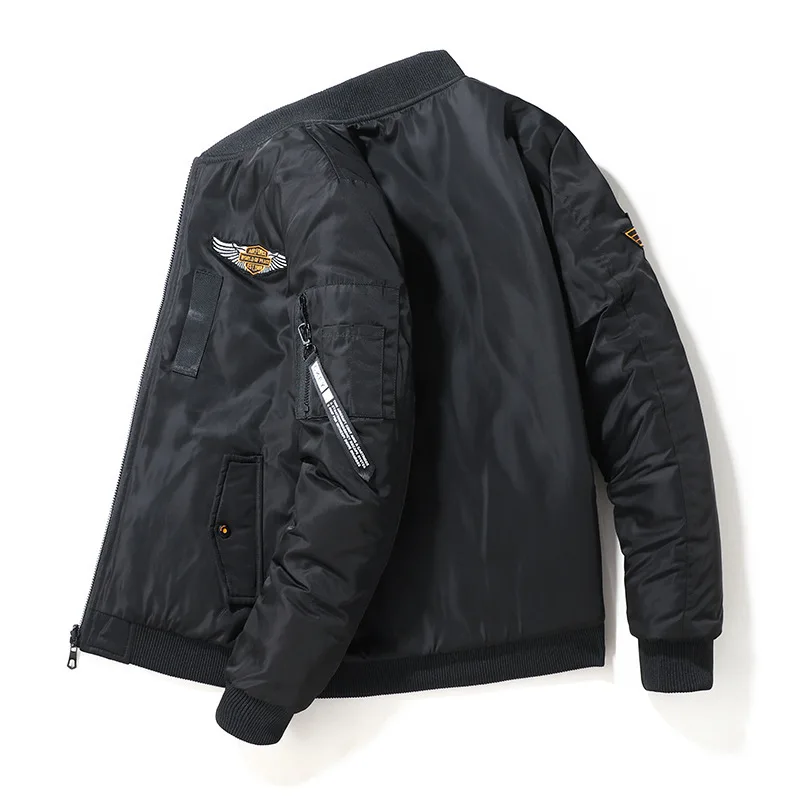 Autumn Winter Reversible Quilted Bomber Jacket Men's Plus Size Baseball Collar Outerwear