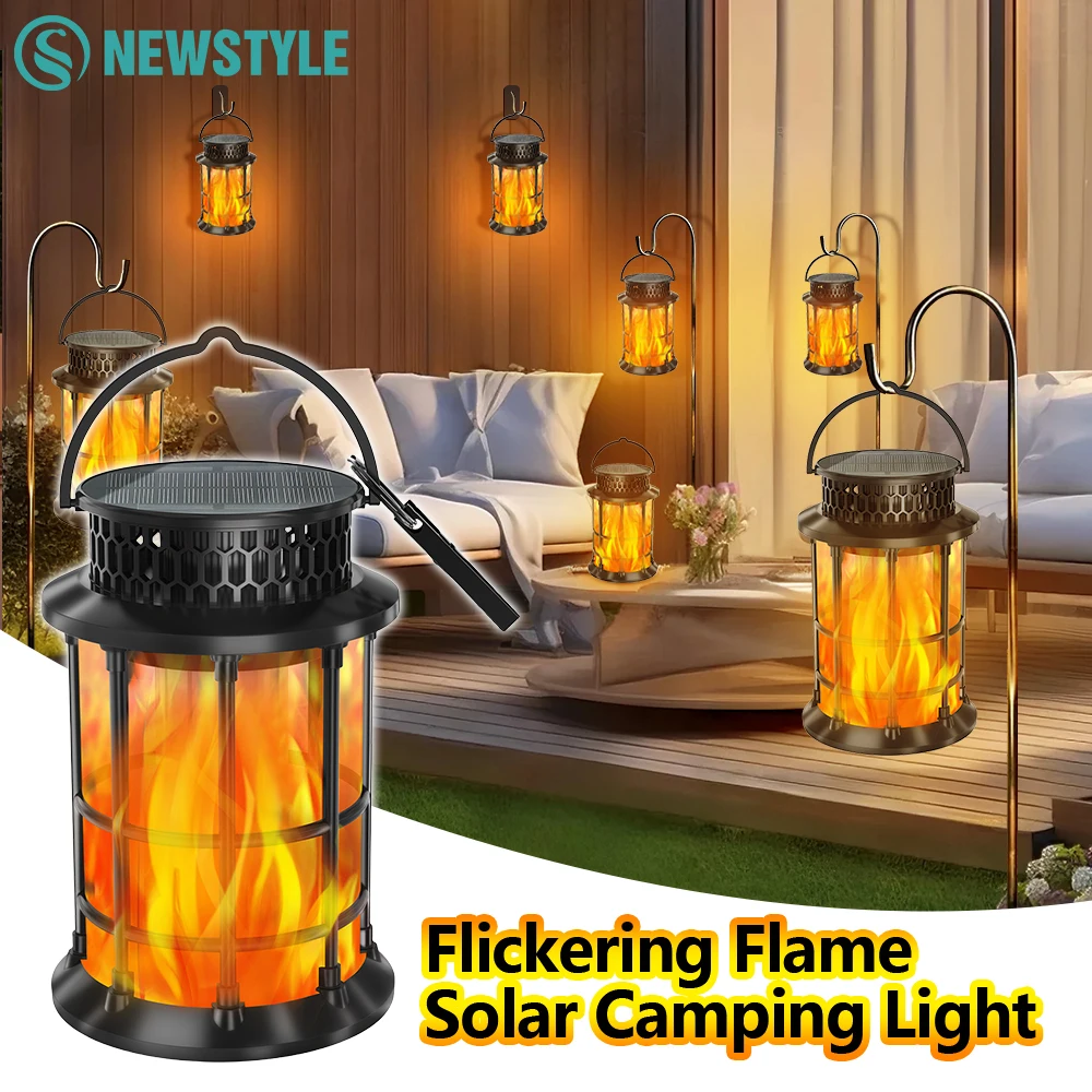 led-ソーラーウォールライトソーラー炎ちらつきランプ屋外防水風景ペンダントランプガーデントーチ経路裏庭の装飾