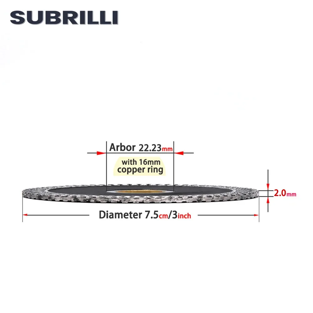 SUBRILLI 3" 75mm Diamond Saw Blade For Tile Ceramic Granite Marble Wave Diamond Cutting Disc Aggressive Circular Carving Saw