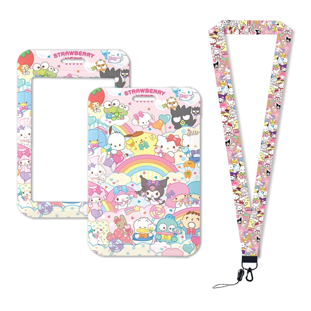 W Hello Kitty Sanrio lovely Card Neck Strap Lanyards ID Badge Holder, Adorable Girls Keyrings, Kids Accessories Gifts