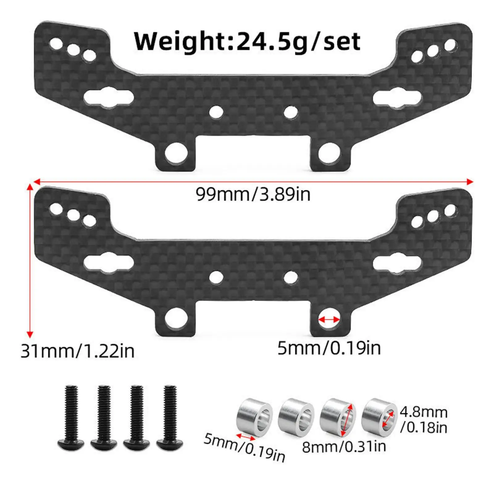 2x Kohlefaser-Stoßdämpferhalterung für TT02 TT02R 1/10 RC Autozubehör