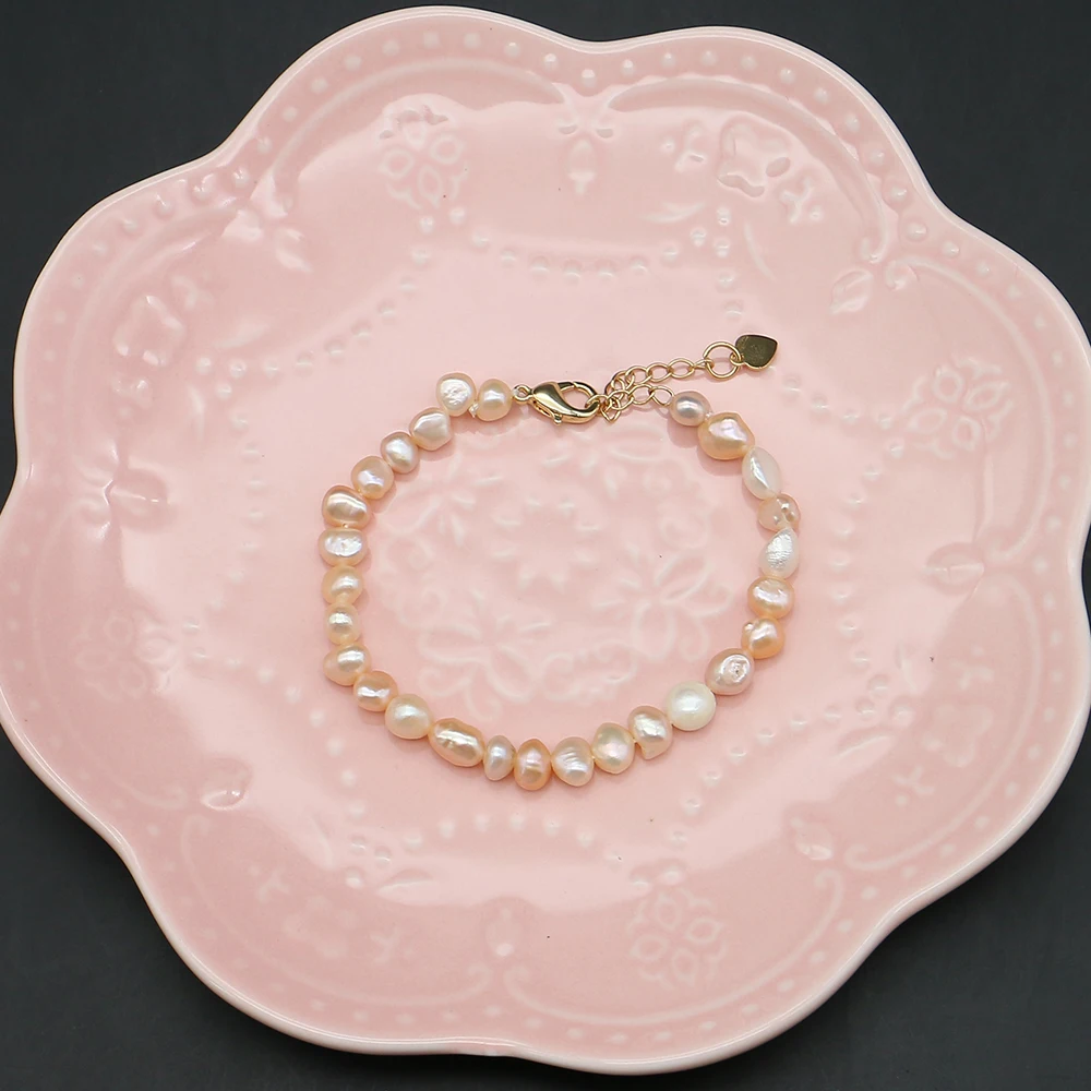 

Exquisite Natural Freshwater Baroque Irregular Pearl Bracelet with Lobster Clasp Jewelry Accessory Outfit Matching Decoration