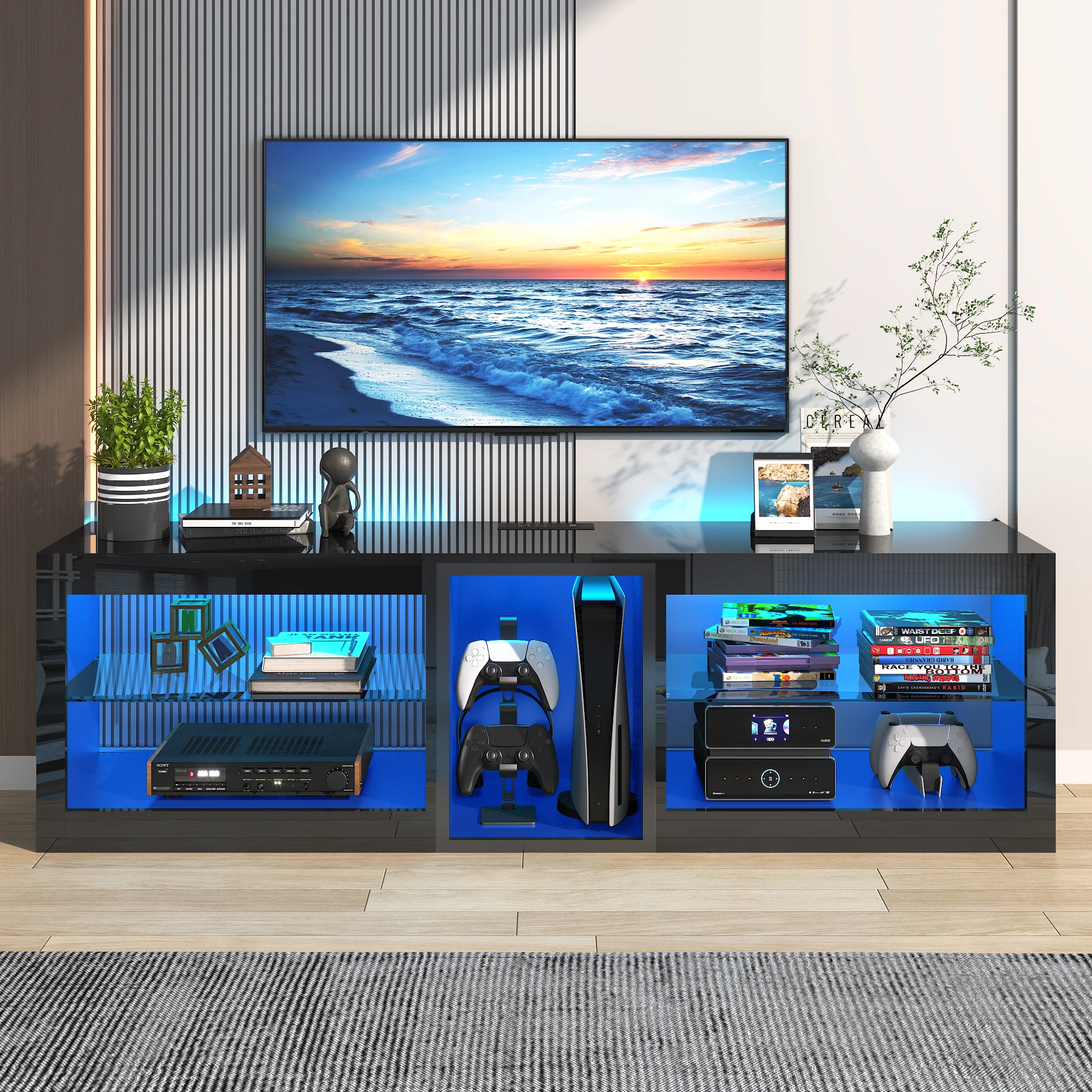 Storage TV Stand for TVs Up To 70 Inch TV Stand Dresser with Drawers TV & Media Console Table Furniture for Living Room Bedroom