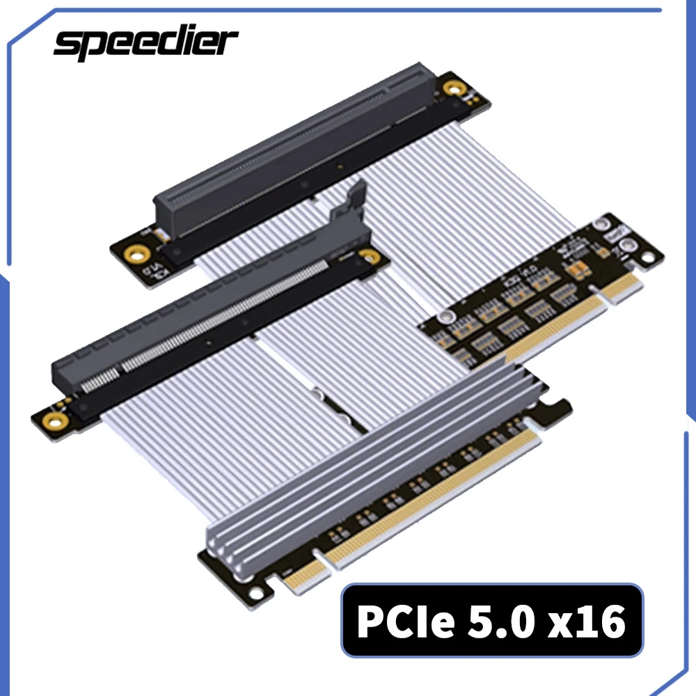 

2023 PCI-E 4.0 5.0 x16 Riser Cable Graphics Card Extension x16 to x16 GPU Extender Cable Gen5 For ATX Vertical Mounting