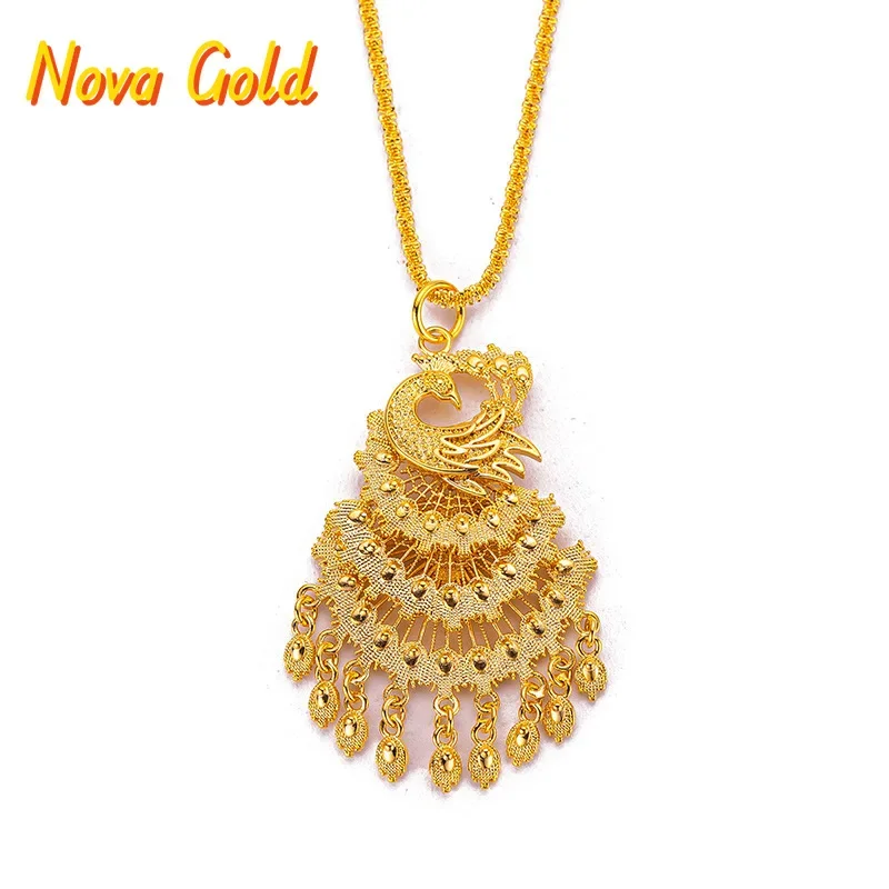 

Женский кулон NovaGlod с павлином из 24-каратного золота AU999 — чистое золото, винтажный павлин, более изысканный, чем обычный, в комплекте с цепочкой