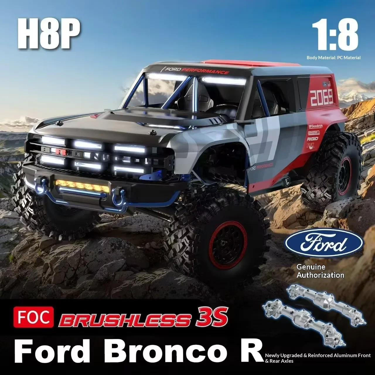 MJX H8P 1/8 Scale Rc Crawler 4Wd Brushless Rc Car Simulation Ford Bronco Off Road Truck Remote Control Model For Adult Outdoor