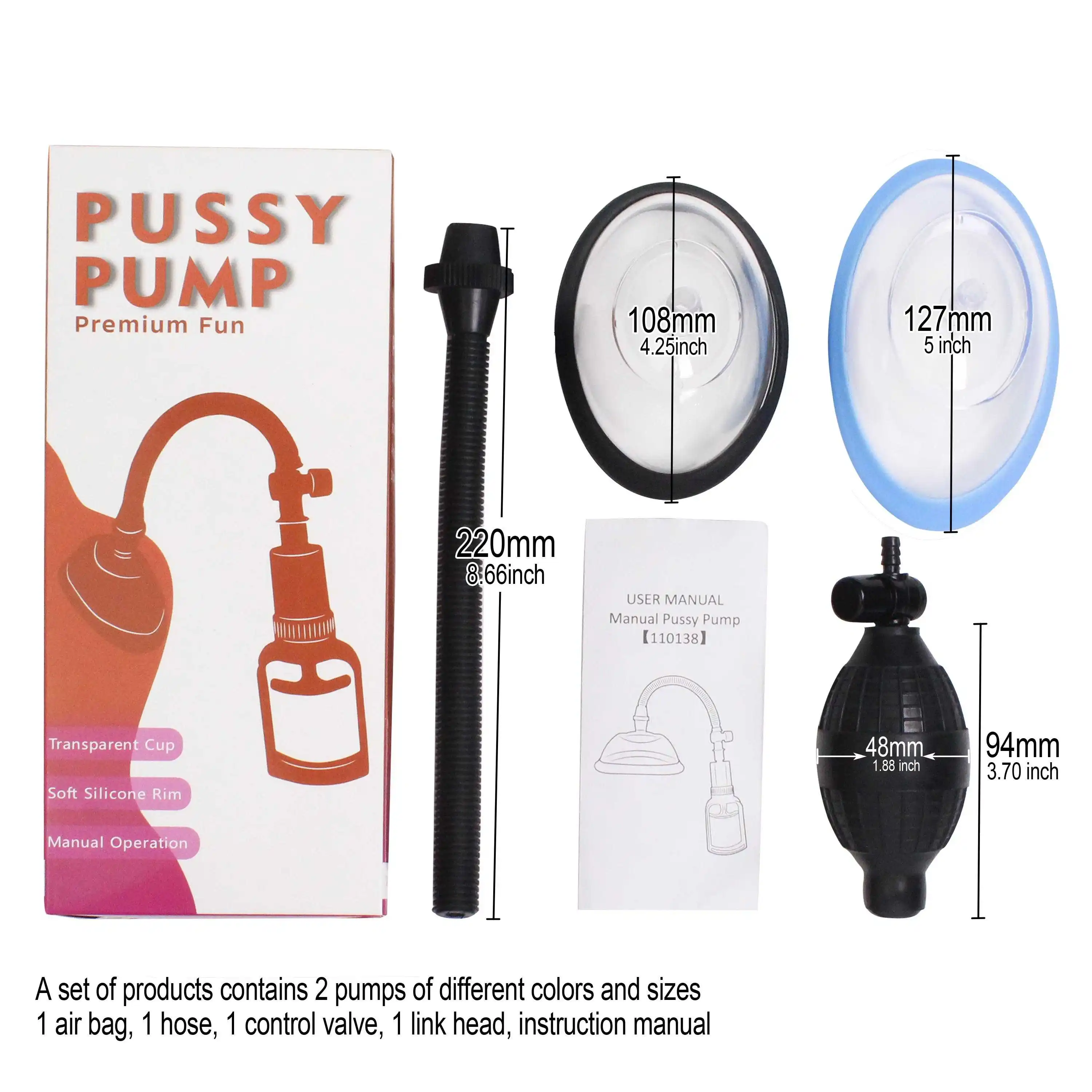 Manual Press Ball Vagina Pump Breast Sucking Massager Vaginal Clitoral Suction Cup Women Nipple Stimulator Enlarge Pump Sex Toys