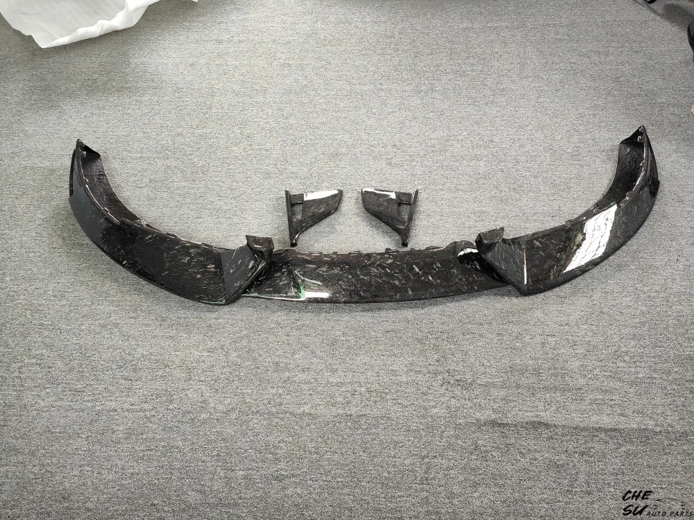 M-style Forged Carbon Fiber Front Bumper Lip Body Kit for Porsche Taycan Upgrade, Front Bumper Splitter Car Customization Kit