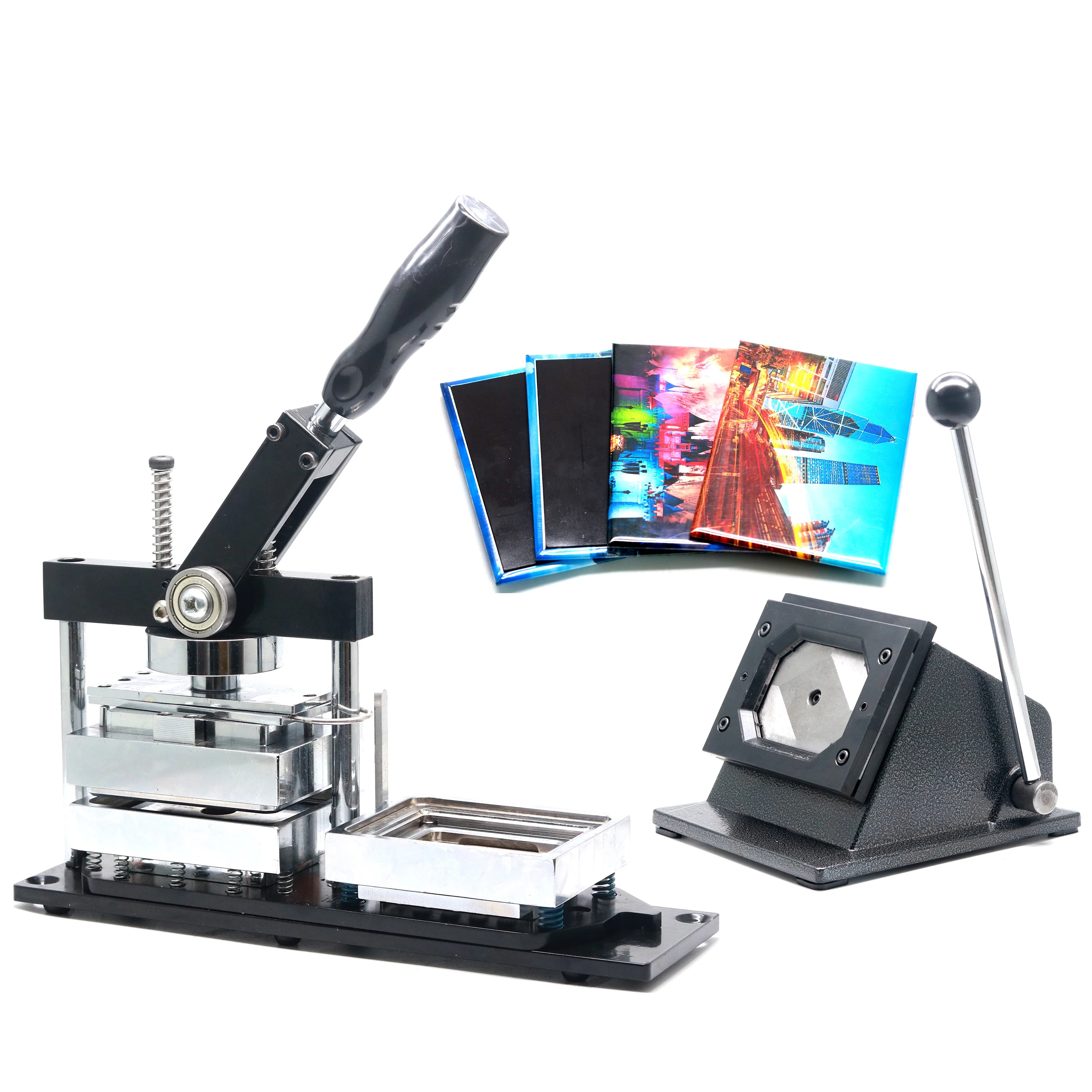 80*53MM Angular Corner Machine Rectangle Shape Fridge Magnet Button Maker With  Paper Cutter and 200pcs Fridge Magnet Component