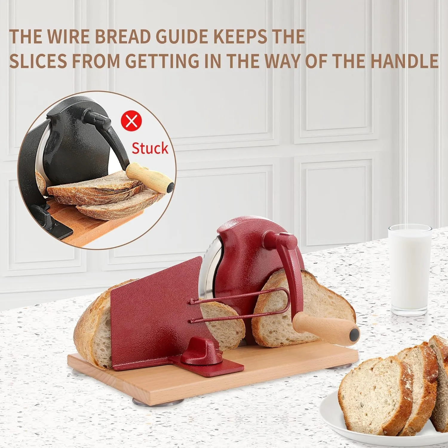 Alat Pengiris Roti Engkol Tangan Sandwich Asam Buatan Sendiri Pemotong Roti Manual Keramik Merah Pemotong Roti Perancis